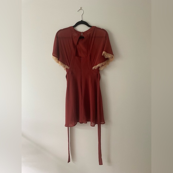 ASOS Embroidered Skater mini dress With Open Back, Size US 0 - Picture 2 of 7